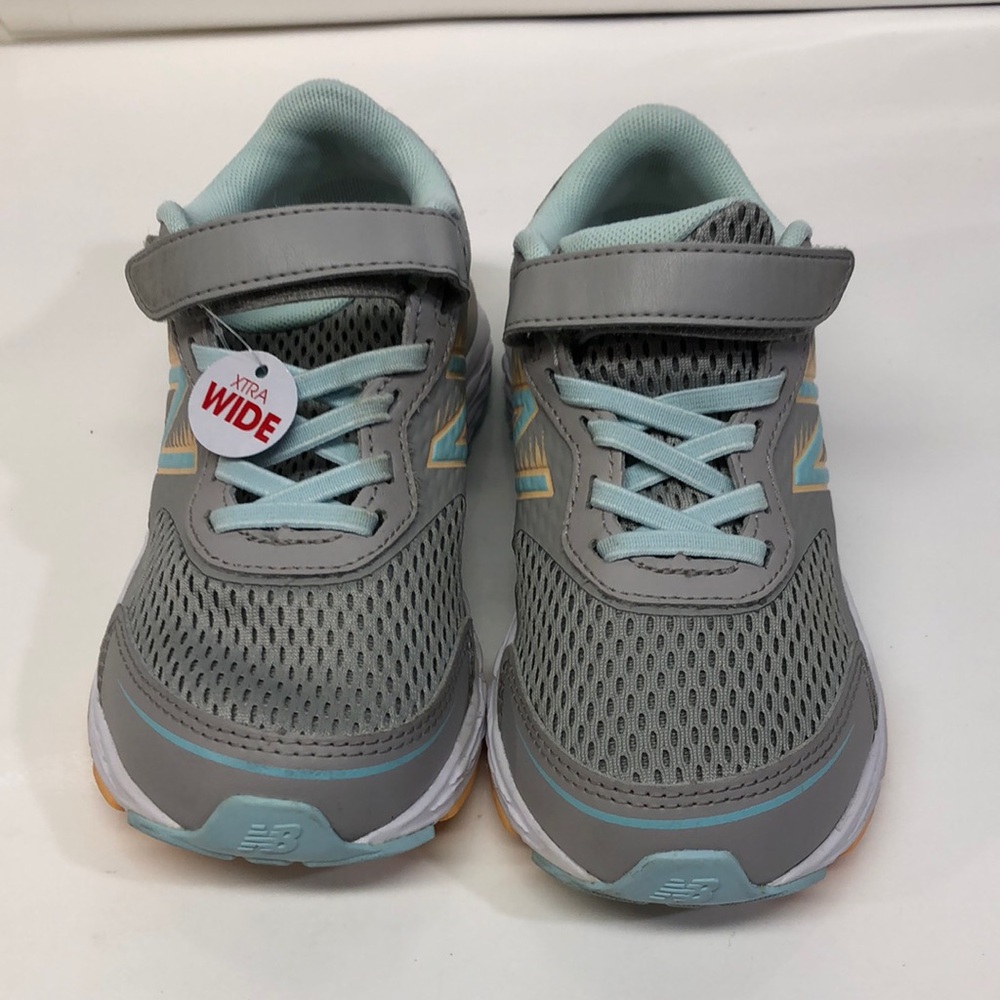 New Balance Kids Shoe: Gray, Teal, White (XW YA680GM6)